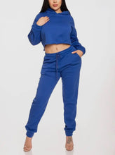 Load image into Gallery viewer, 2Pc Set Crop Hoodie and Matching Sweat Pants
