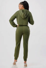 Load image into Gallery viewer, 2Pc Set Crop Hoodie and Matching Sweat Pants
