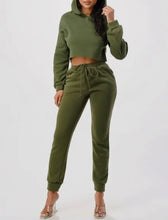 Load image into Gallery viewer, 2Pc Set Crop Hoodie and Matching Sweat Pants
