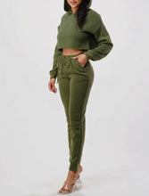 Load image into Gallery viewer, 2Pc Set Crop Hoodie and Matching Sweat Pants

