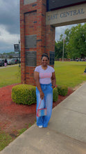 Load image into Gallery viewer, Chambray Paperbag Wide Leg Pants(Medium Wash)
