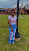 Load image into Gallery viewer, Chambray Paperbag Wide Leg Pants(Medium Wash)
