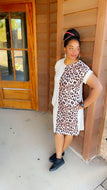Leopard Color Block Pocket T-Shirt Dress